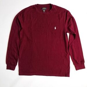 Polo Ralph Lauren Thermal Long Sleeve Sleep Shirt Mens L Wine Waffle Pony